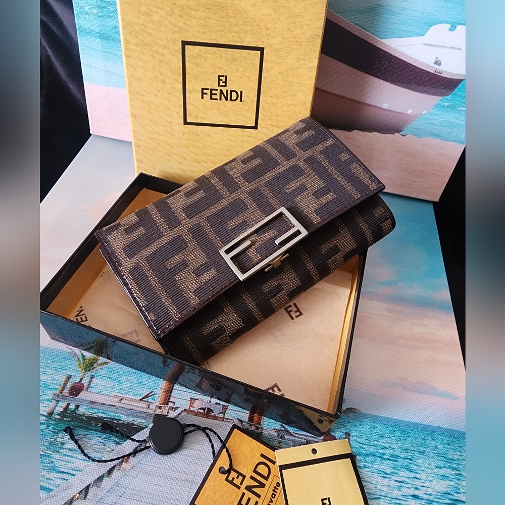 Authentic Fendi Zucca short Trifold wallet